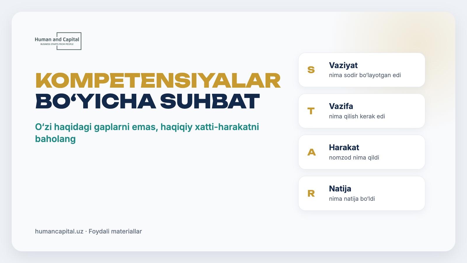 Kompetensiyalar bo‘yicha suhbat