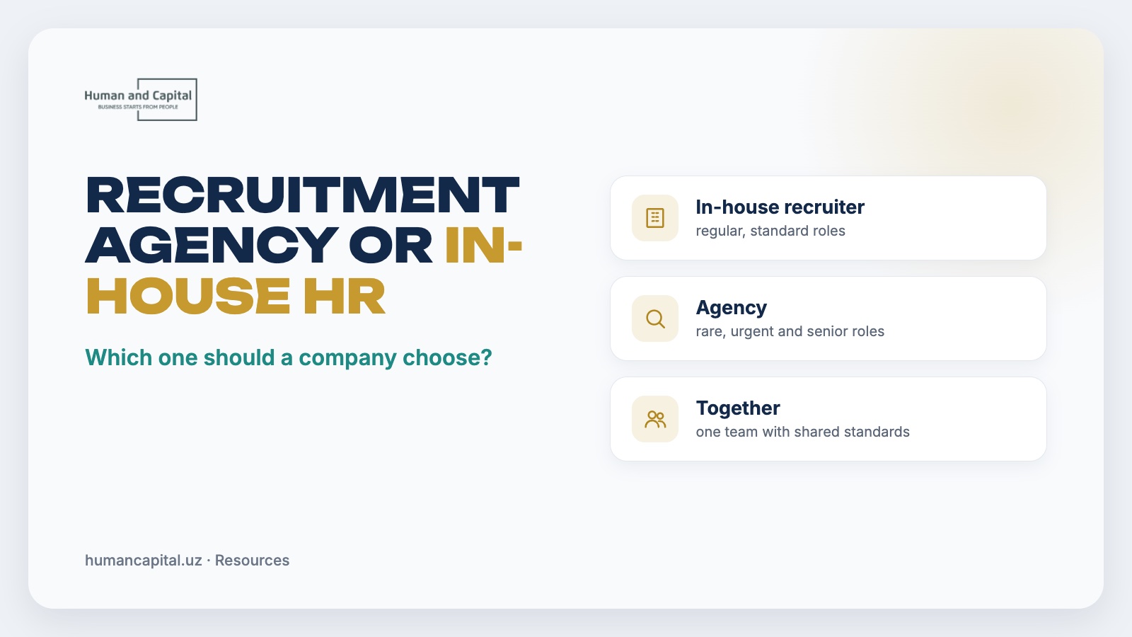 Recruitment agency or in-house HR