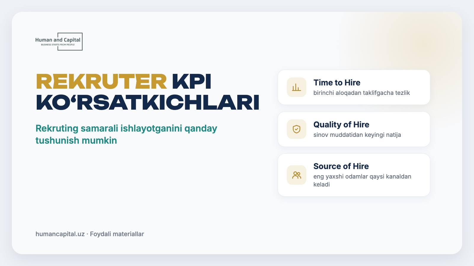Rekruter KPI ko‘rsatkichlari